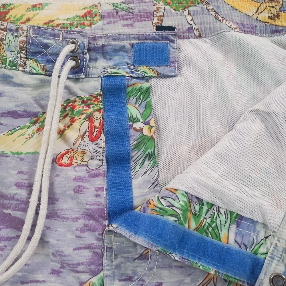 VTG POLO Ralph Lauren Swim Trunks Men's XL Cotton Blend Hawaiian Surf Beach EUC